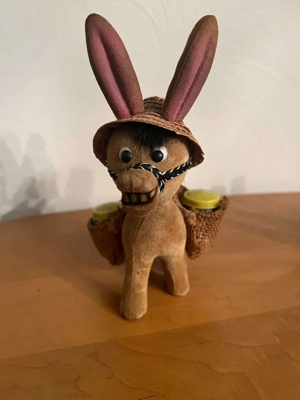 Vintage Flocked Donkey Salt And Pepper Shakers